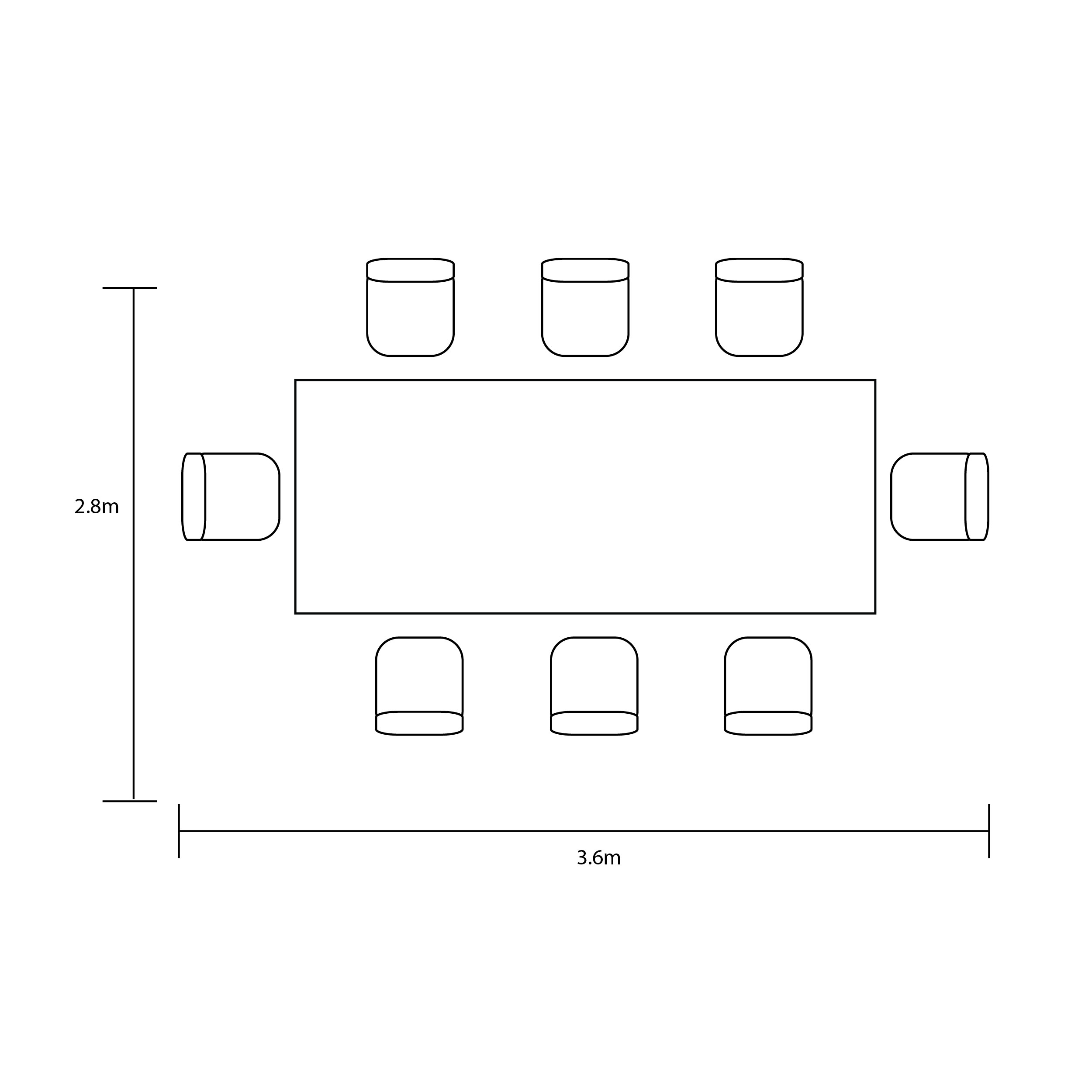 Rio 8 Seat Rectangular Dining Set footprint